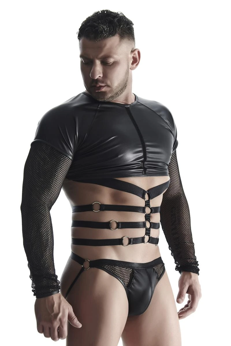 Herren Langarm-Shirt mit Harness TSH019 von Regnes Fetish Planet