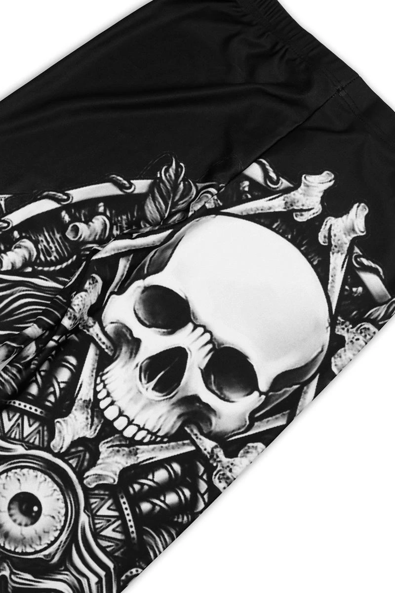 Gothic Leggings mit Totenkopf Druck