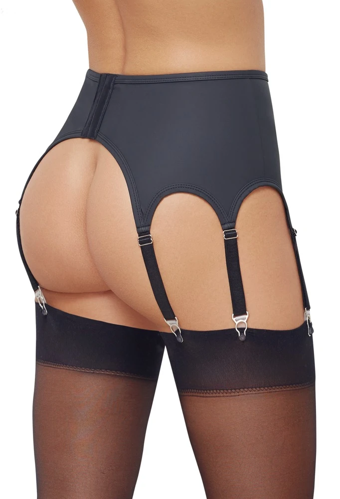 Cottelli LINGERIE Hoher Mattlook Strapsgürtel 4er schwarzer erotischer Strapsgurt