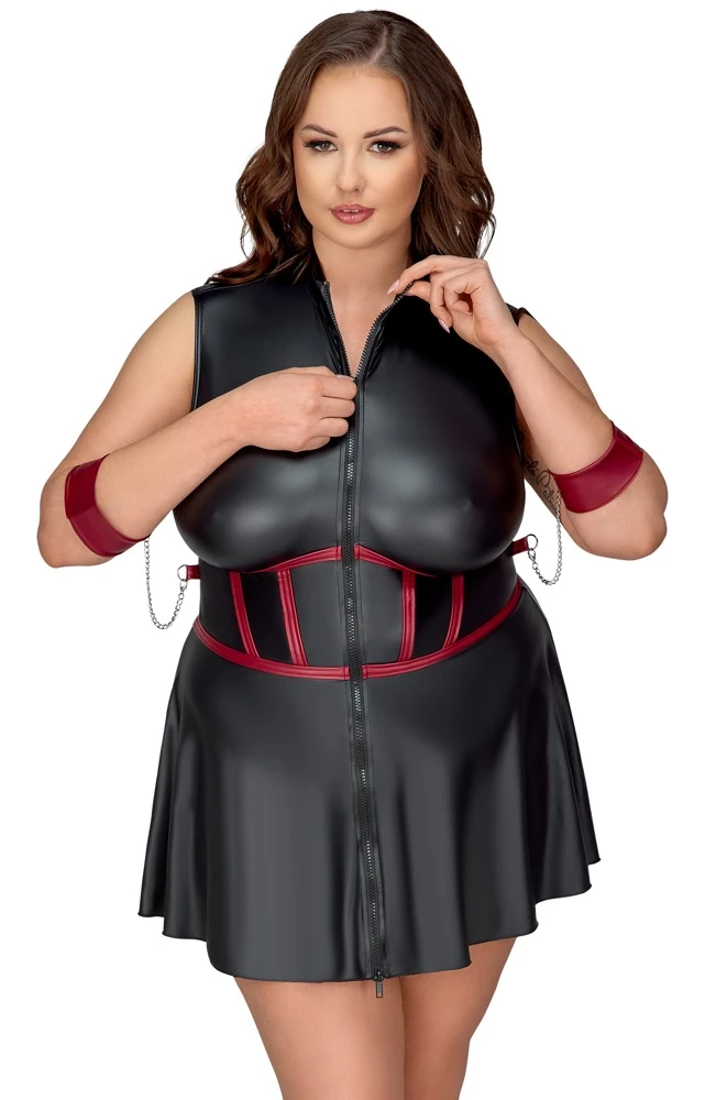 Cottelli Minikleid mit Armfesseln und Augenmaske für verführerische Eleganz in schwarz