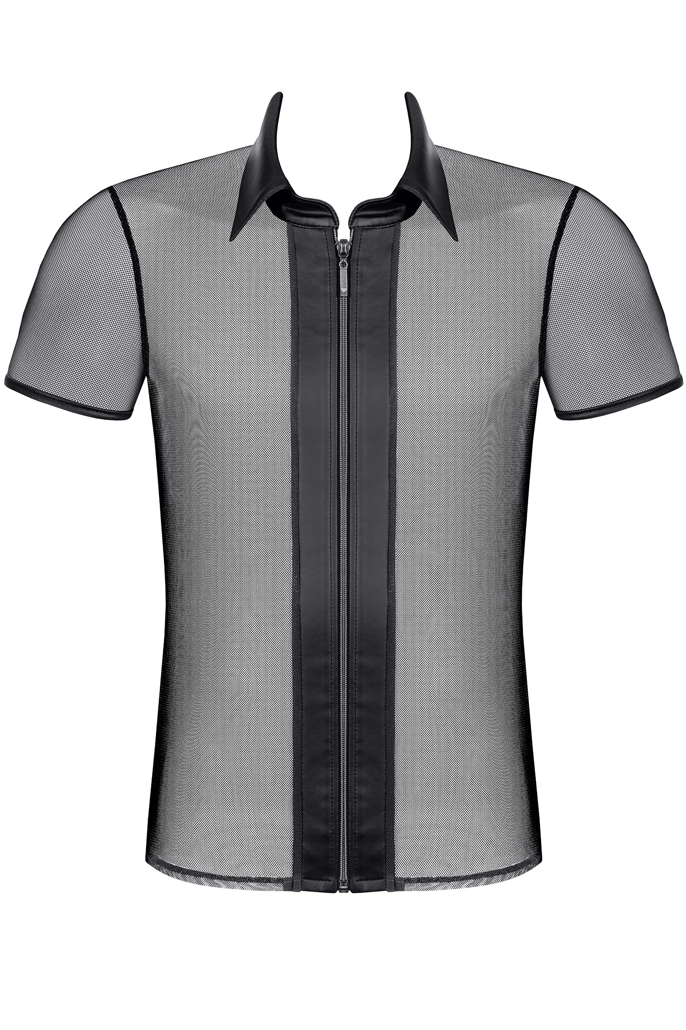 Regnes Fetish Planet Herren Polo-Shirt RMUgo001, Maskulin, transparent & markant, Poloshirt mit Wetlook-Details und RFP-Patch