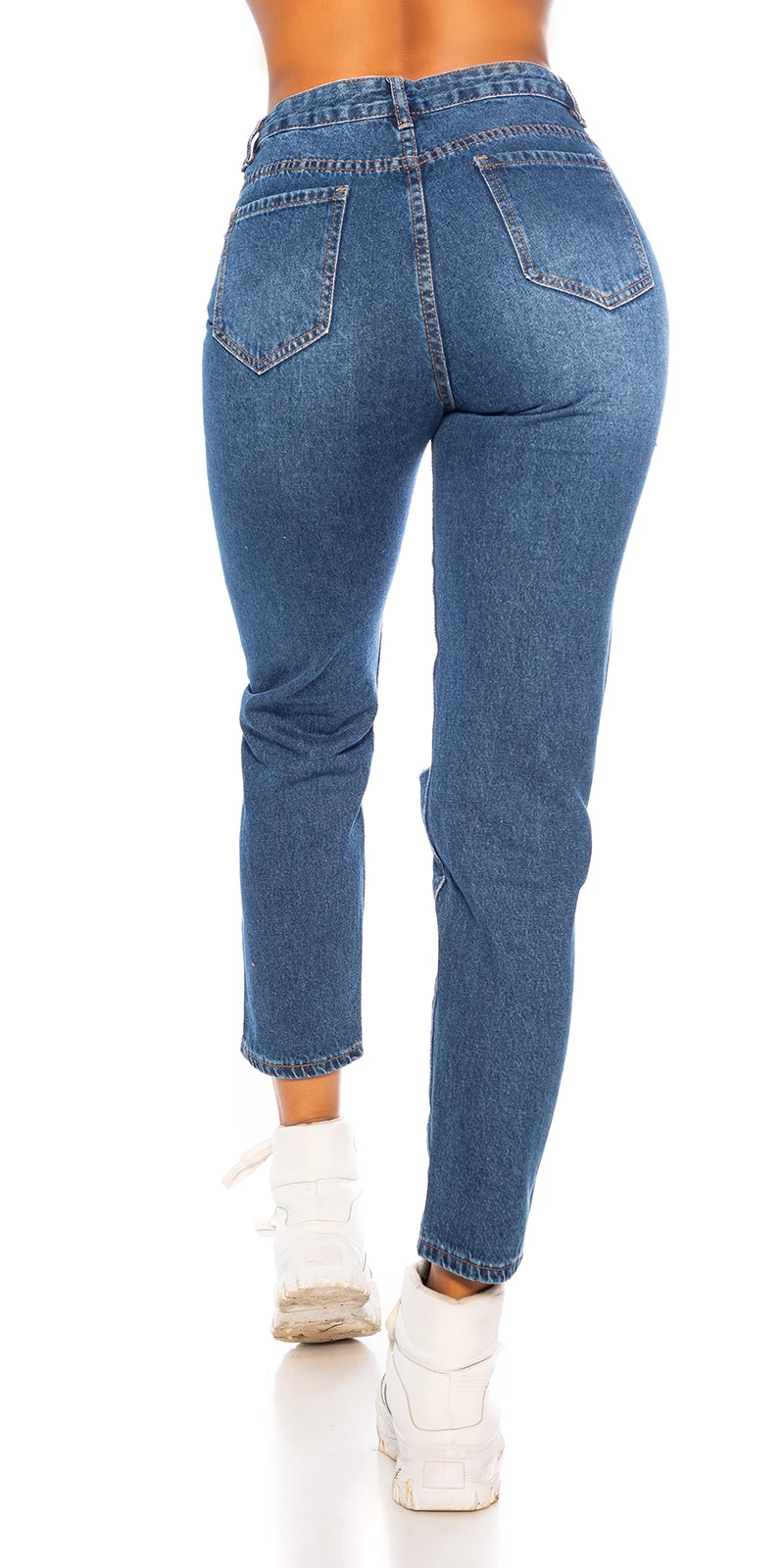 Destroyed Mom Fit Jeans mit Löcher Destroyed Mom Fit Jeans mit Löcher