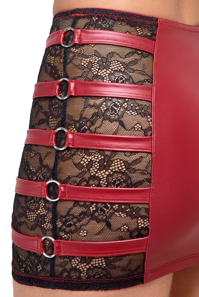 Cottelli PARTY Wetlook Set mit Bauchfreiem Neckholder Top und engem Minirock mit Spitzen Verzierung Cottelli PARTY Wetlook Set mit Bauchfreiem Neckholder Top und engem Minirock mit Spitzen Verzierung