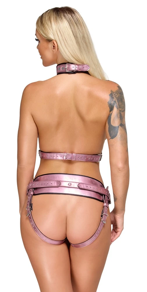 Bad Kitty StrapOn Set, Glänze im Spiel der Sinne mit einem verführerischen Harness-Set in schillerndem Rosé-Metallic, verstellbar für Deinen perfekten Sitz