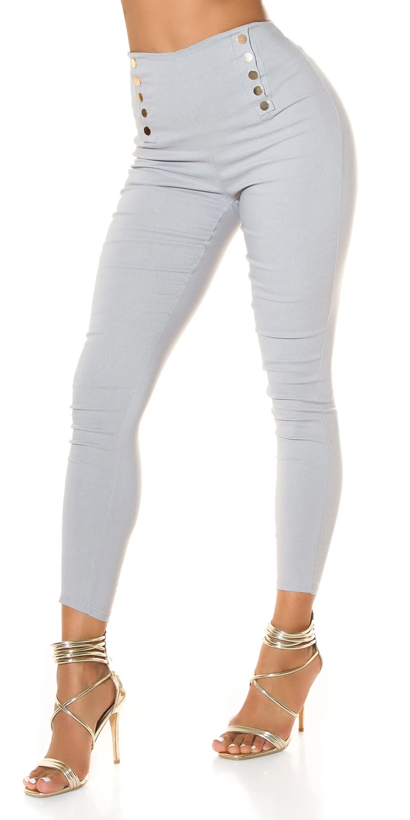 Skinny Business High Waist Leggings Hose mit Deko Knöpfe Skinny Business High Waist Leggings Hose mit Deko Knöpfe