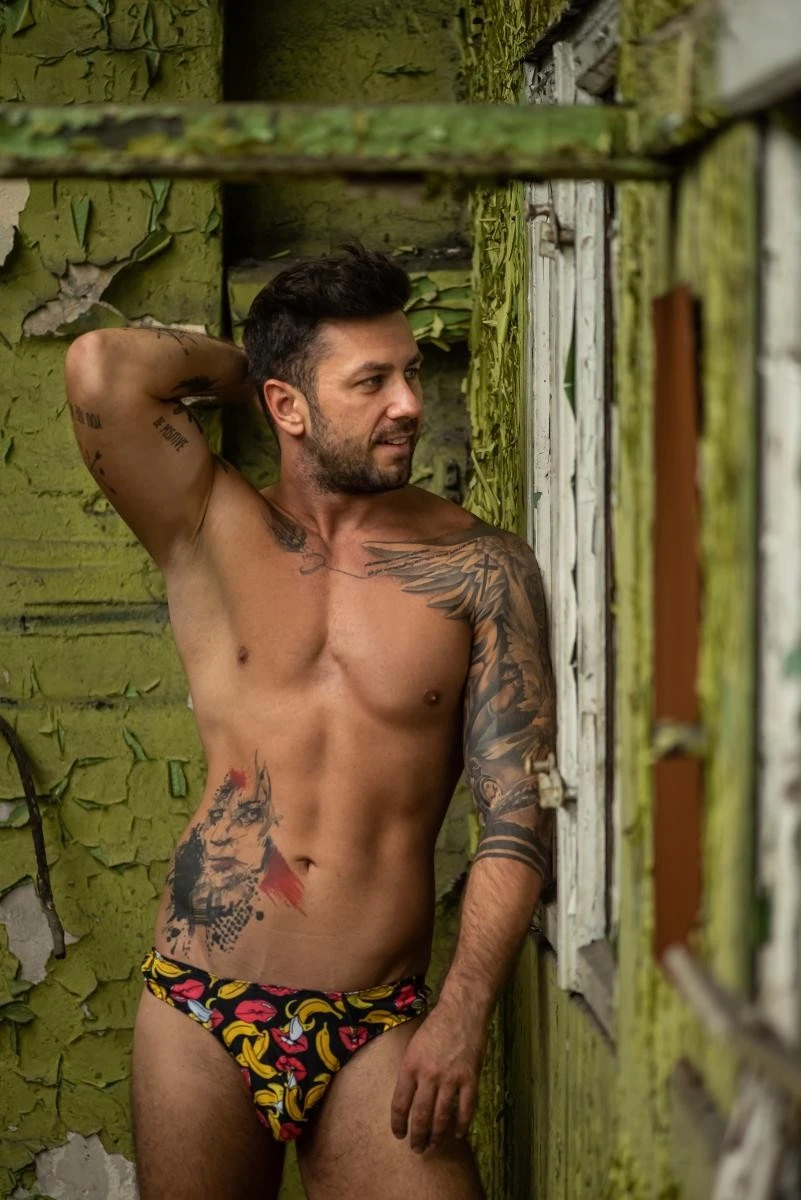 Herren String mit Kussmund und Bananen von Anais for Men