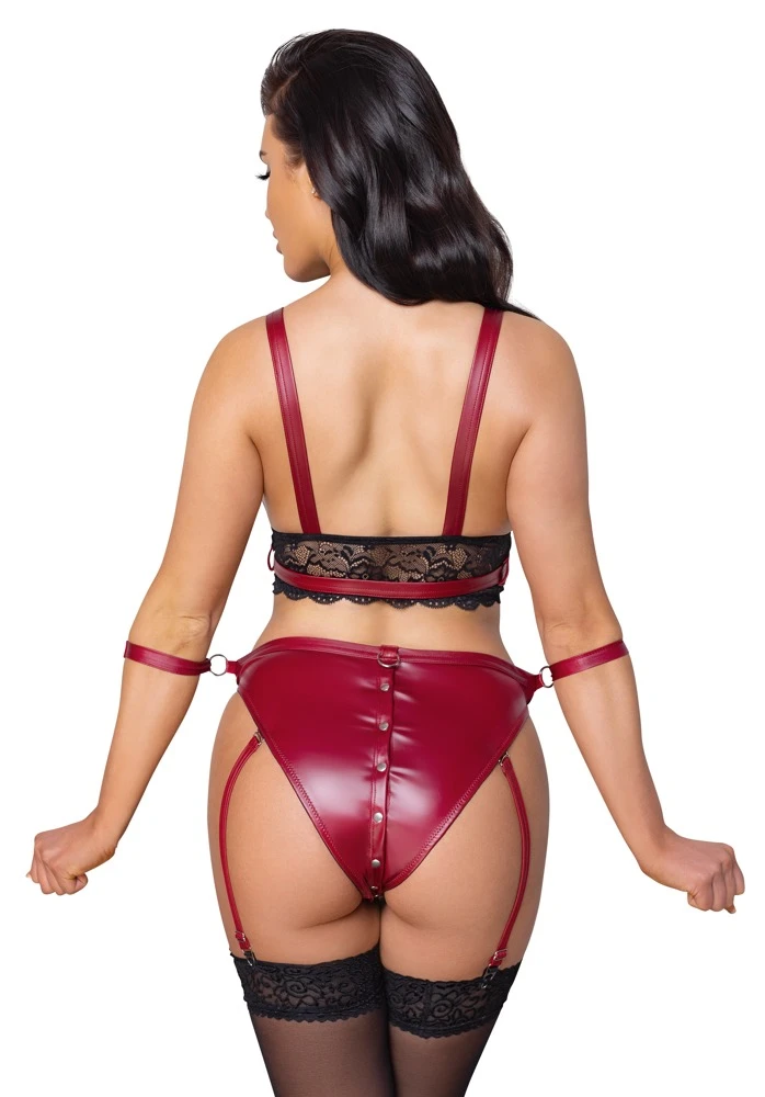Cottelli Verführerisches Set: Bralette und Straps-Slip mit Fesselriemen und praktischen Details