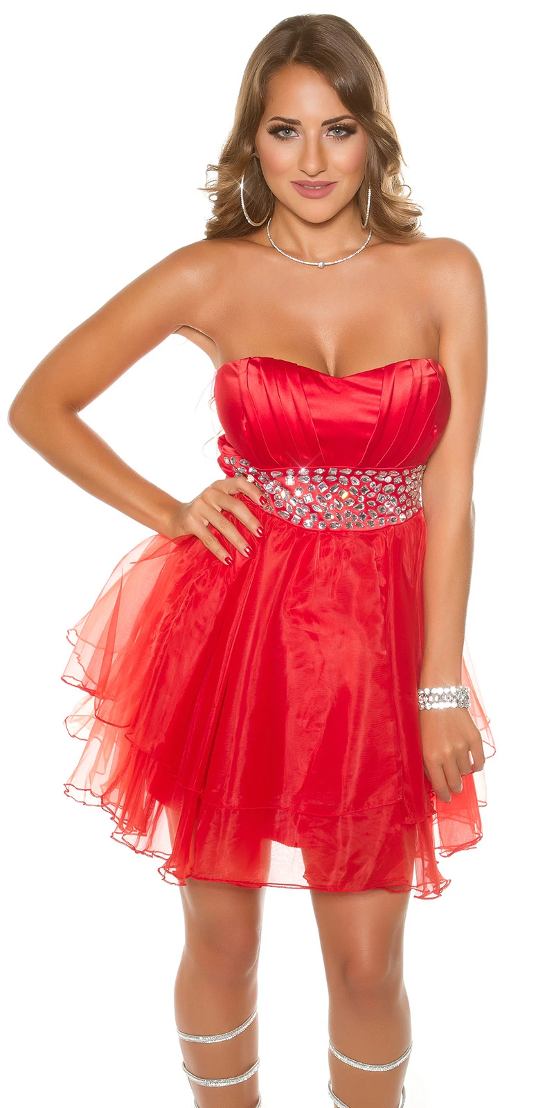 Sexy KouCla Party Cocktailkleid mit Strass Taillengürtel