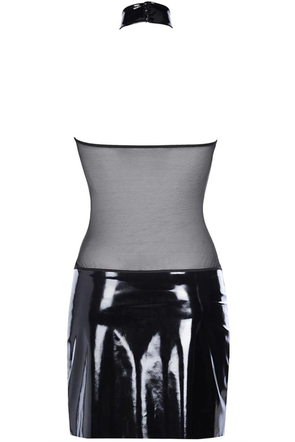 Axami Lack Minikleid mit transparenten Tüll in schwarz