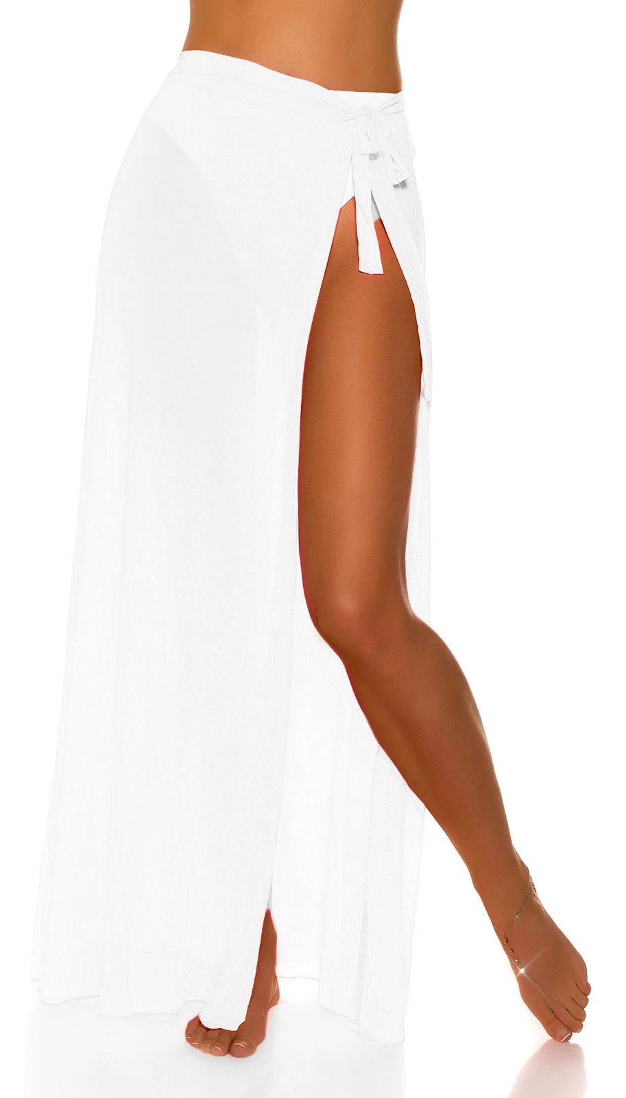 Beach Maxi Tüll Rock Offen zum Binden Transparent