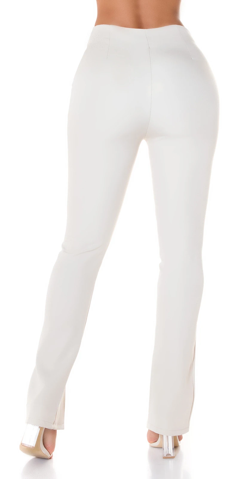 Business High Waist Schlag Treggings mit Deko Naht und Schlitz Business High Waist Schlag Treggings mit Deko Naht und Schlitz