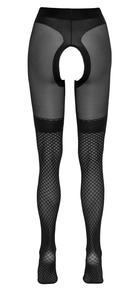 Cottelli Verführerische Strumpfhose mit Overknee-Optik und ouvertem Schritt
