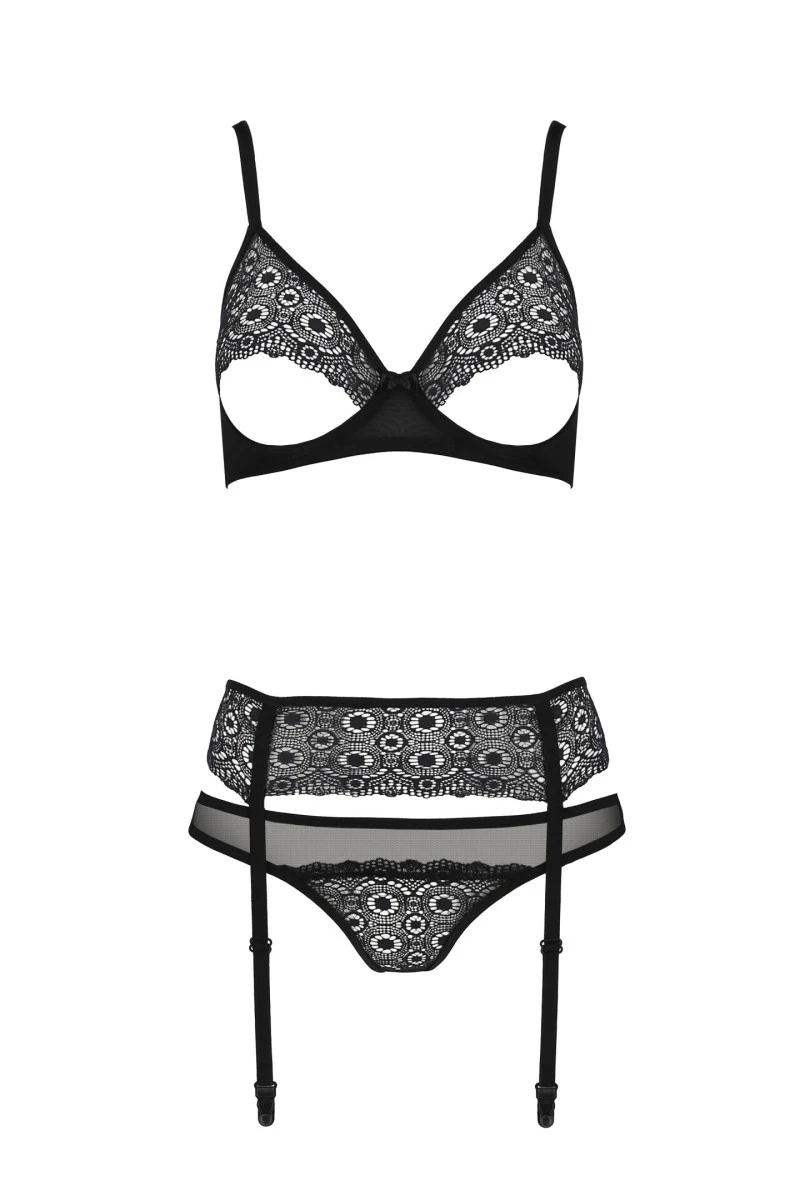 3-teilges Dessous Set PA596663 mit Strumpfhaltergürtel von Passion