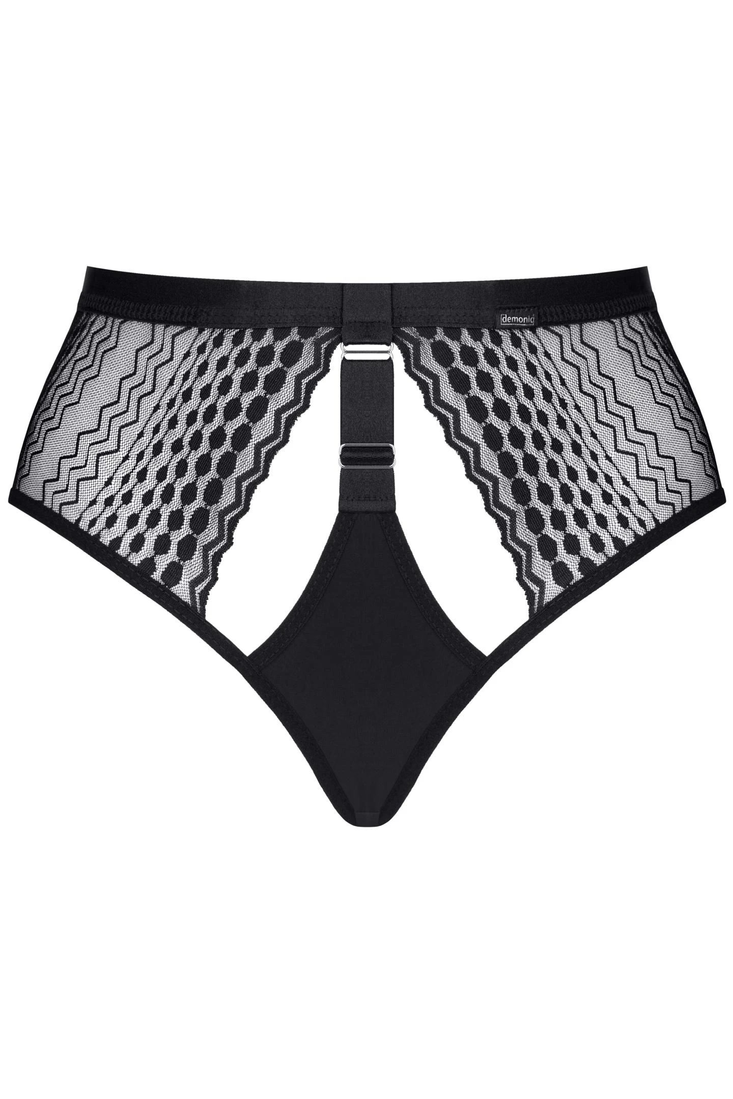 Schwarzer Panty LXSarita001 Verführerischer Spitzen-Slip mit Gummibändern und freigelegten Pobacken - Luxuriöses Tragegefühl