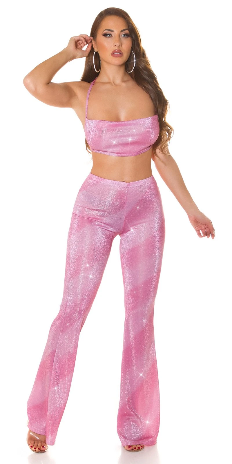 Glitter Streifen High Waist Hose mit Schlag Glitter Streifen High Waist Hose mit Schlag