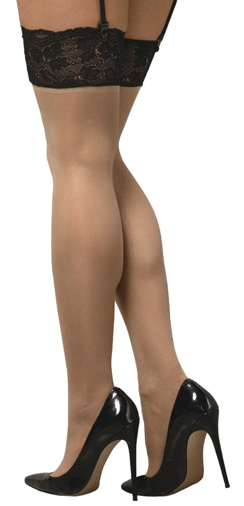 Nudefarbene Straps-Strümpfe Nutris von Obsessive: Eleganz mit schwarzem Spitzenabschluss für sinnliche Momente Nudefarbene Straps-Strümpfe Nutris von Obsessive: Eleganz mit schwarzem Spitzenabschluss für sinnliche Momente