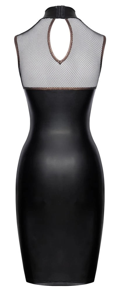 Cottelli PARTY Mattlook Kleid mit Netz Corsagen-Optik Roségold-Details figurbetont knielang sexy Clubwear