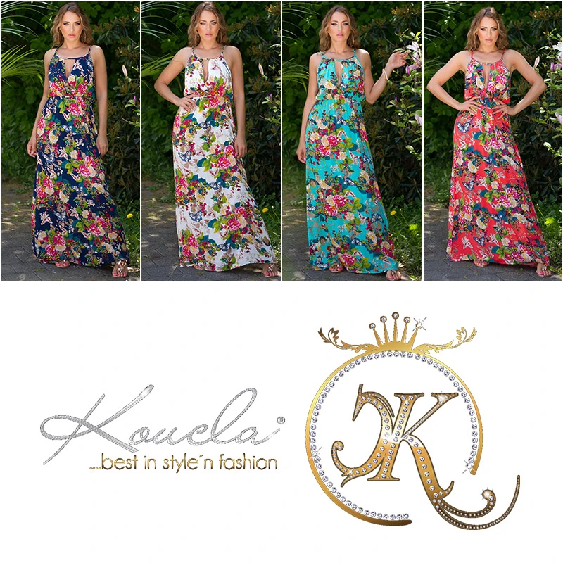 Summer Printed Rundhals Maxi Träger Viskose Kleid mit hot Cutout Summer Printed Rundhals Maxi Träger Viskose Kleid mit hot Cutout