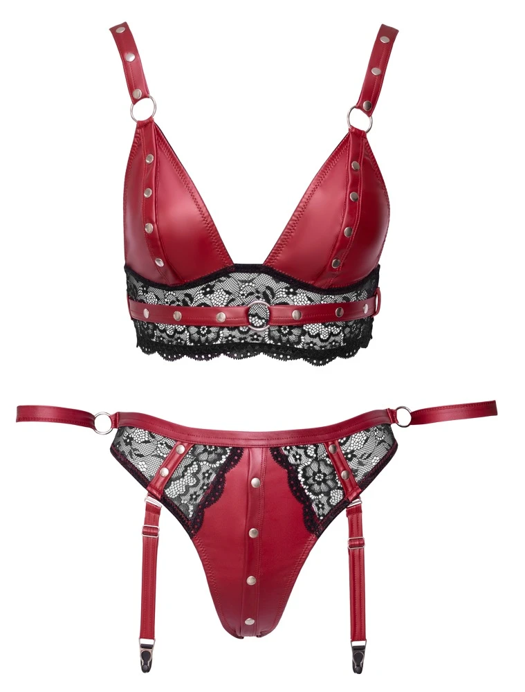 Cottelli Verführerisches Set: Bralette und Straps-Slip mit Fesselriemen und praktischen Details