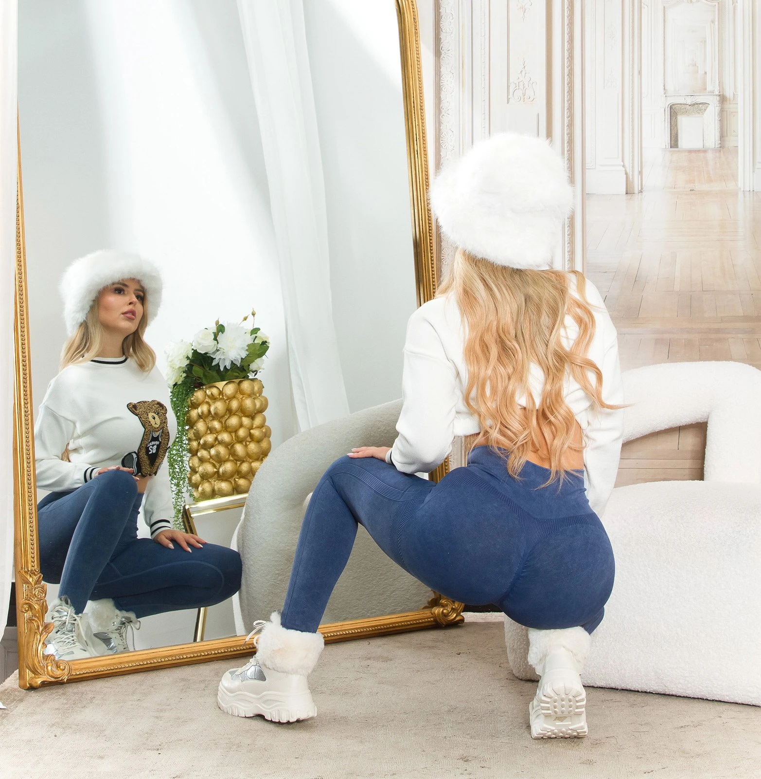 Hochgeschnittene Leggings mit Push-up-Effekt, Bauchkontrolle und modernem Acid-Waschung-Look für einen trendigen Stil Hochgeschnittene Leggings mit Push-up-Effekt, Bauchkontrolle und modernem Acid-Waschung-Look für einen trendigen Stil