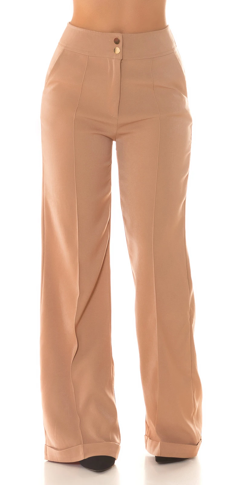 Highwaist Stoffhose Marlene Business Hose mit weitem Bein Schlaghose Bügelfalte und Krempel Highwaist Stoffhose Marlene Business Hose mit weitem Bein Schlaghose Bügelfalte und Krempel