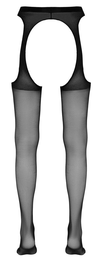 Cottelli Schwarze Strumpfhose in verführerischer Straps-Optik und ouvert