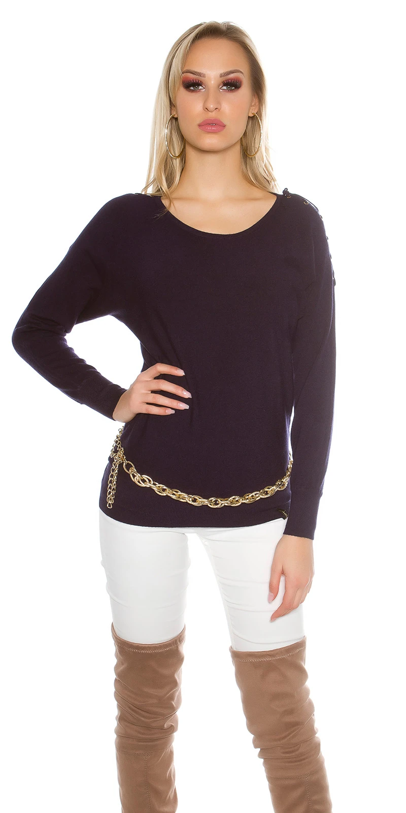 Schicker Cocktail-Pullover mit Schulter-Schnürung