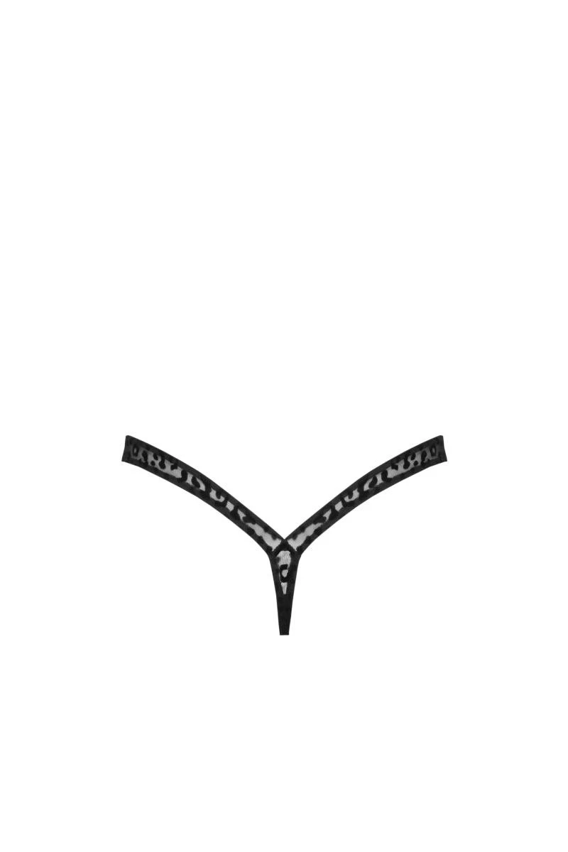 P011 Transparenter String mit Leopardenmuster von Noir Handmade P011 Transparenter String mit Leopardenmuster von Noir Handmade