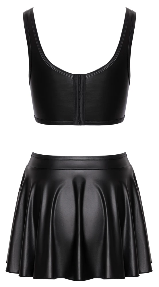 Top und Rock Kinky Cottelli Corsagen-Top mit Formstäben und schwingender Minirock im Set aus schwarzem Mattlook für eine markante Silhouette