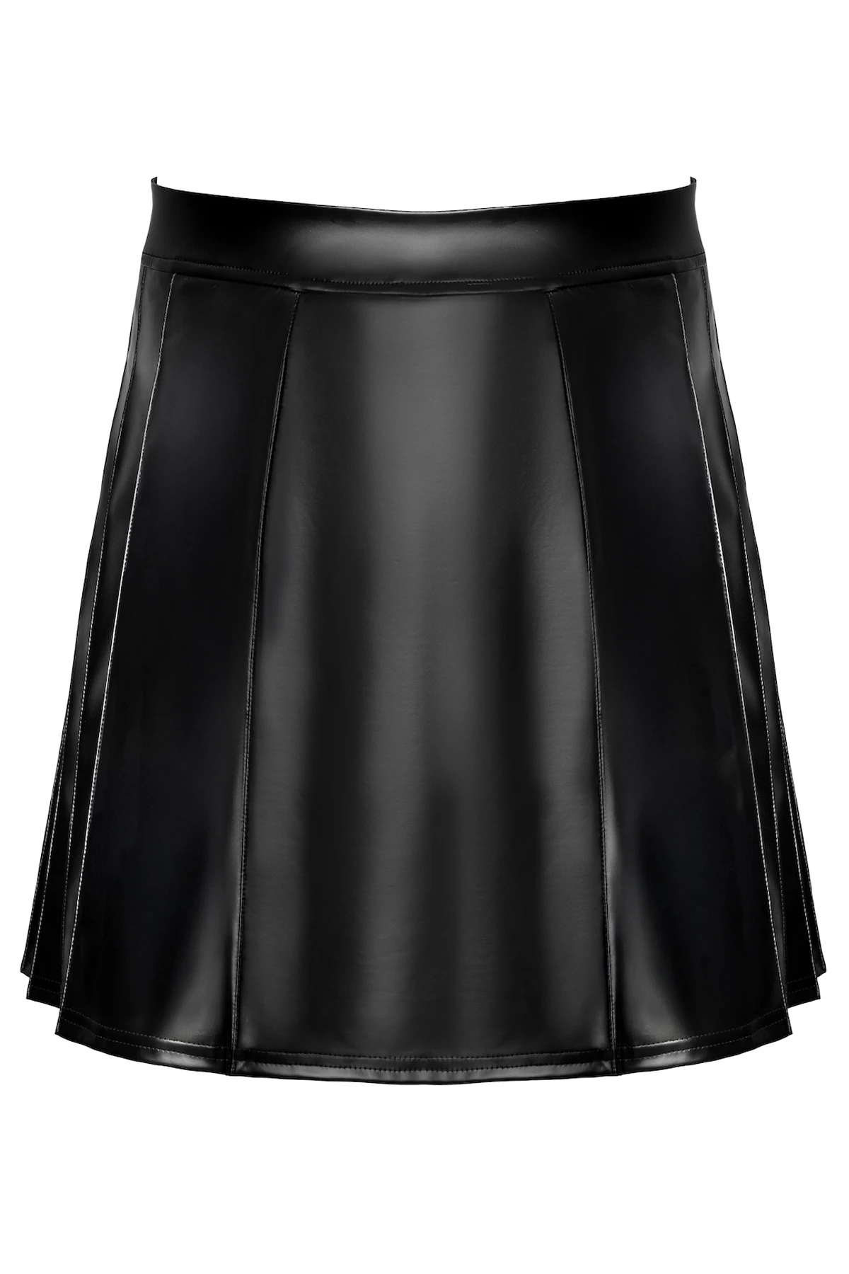 Schwarzer Herren Rock Valor H090 Powerwetlook mit Druckknöpfen vorne, zwei Gehschlitzen, dehnbar, knielang, markanter Kinky Style mit weichem Innenfutter von Noir Handmade Men