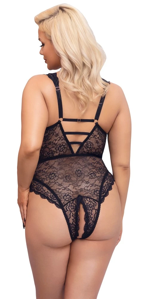 Cottelli Body aus weicher Stretch-Spitze mit einladend ouvert im Schritt Cottelli Body aus weicher Stretch-Spitze mit einladend ouvert im Schritt