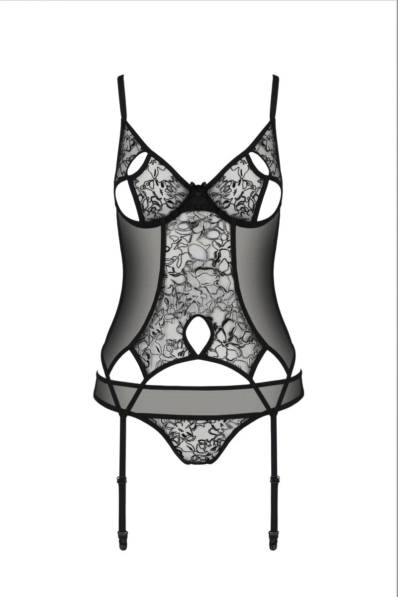 Transparentes Corset PA596615 mit Samtaufdruck von Passion Transparentes Corset PA596615 mit Samtaufdruck von Passion
