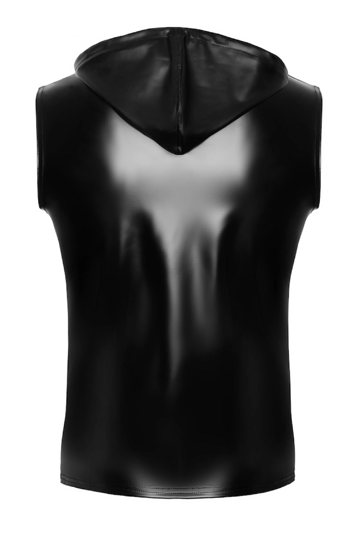 Männer ärmelloser Kapuzenpulli aus Power Wetlook-Gewebe: Sportlich, glänzend und vielseitig für jeden Anlassärmelloses Kapuzenshirt Noir H081
