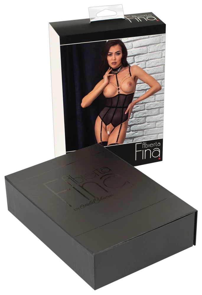 Abierta Fina Body ouvert mit abnehmbaren Strapsen
