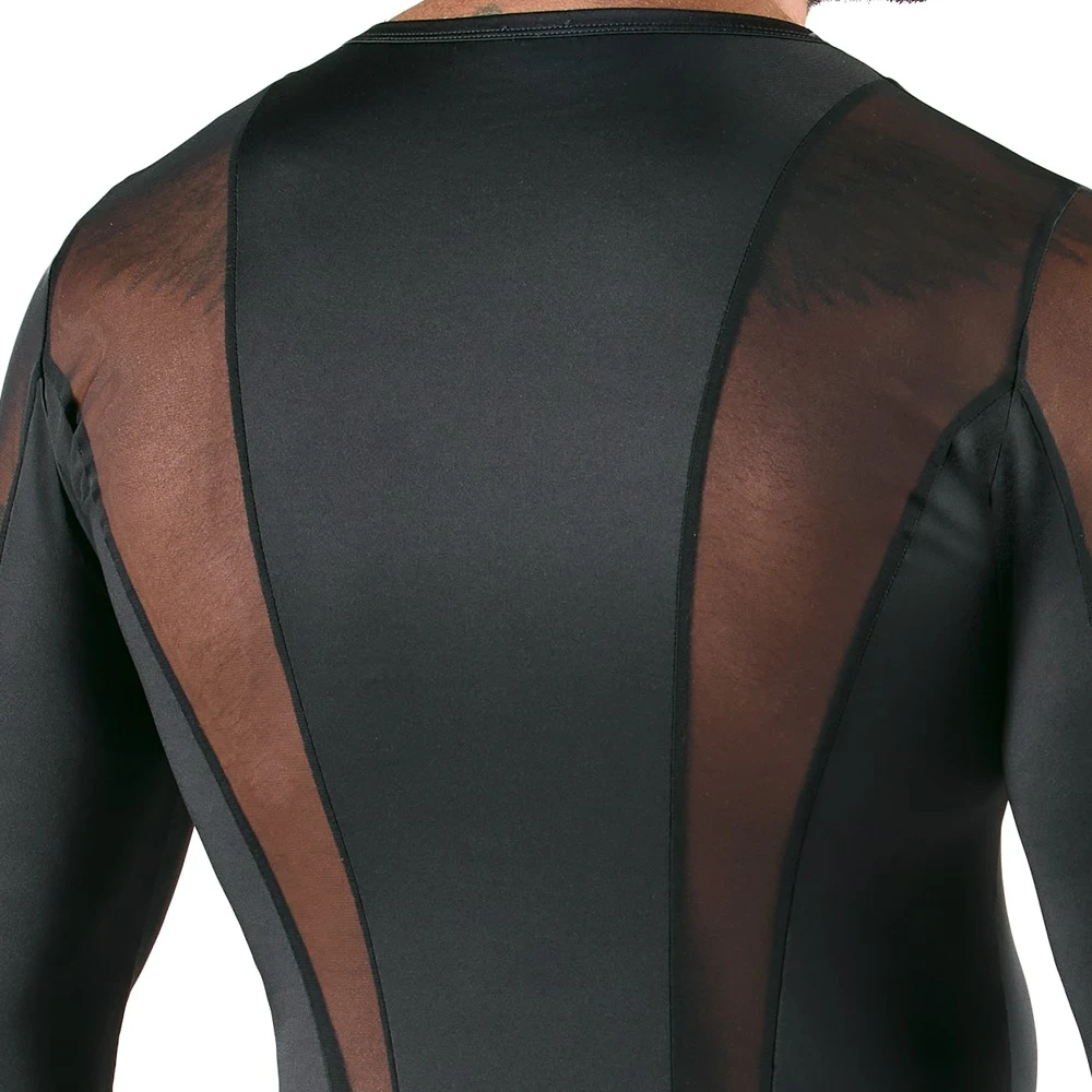 Svenjoyment Longsleeve mit transparentem Netz - körpernahes Shirt im stylischen Mesh-Mix für maximalen Komfort