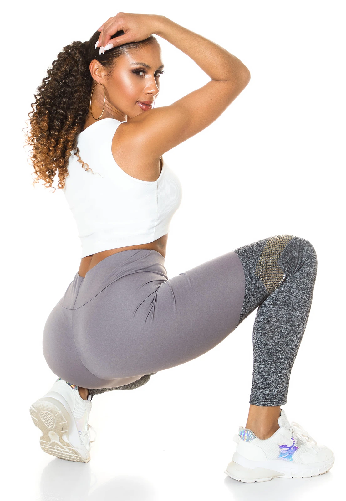 Workout High Waist Sport Leggings mit Overknee-Effekt Workout High Waist Sport Leggings mit Overknee-Effekt