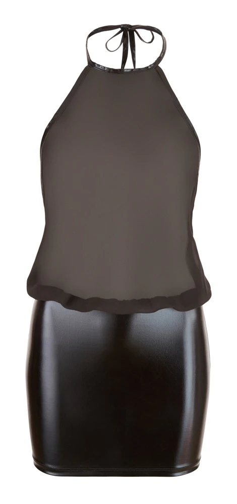 Cottelli PARTY Neckholder Rückenfreies Kleid Chiffon Materialmix aus Wetlook Rückenfrei Ärmellos