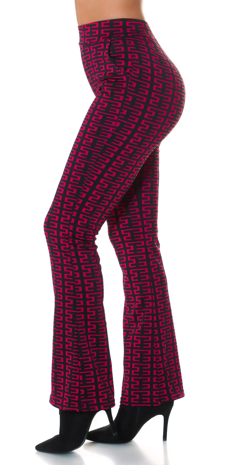 Printed High Waist Stretch Hose mit Schlag Printed High Waist Stretch Hose mit Schlag