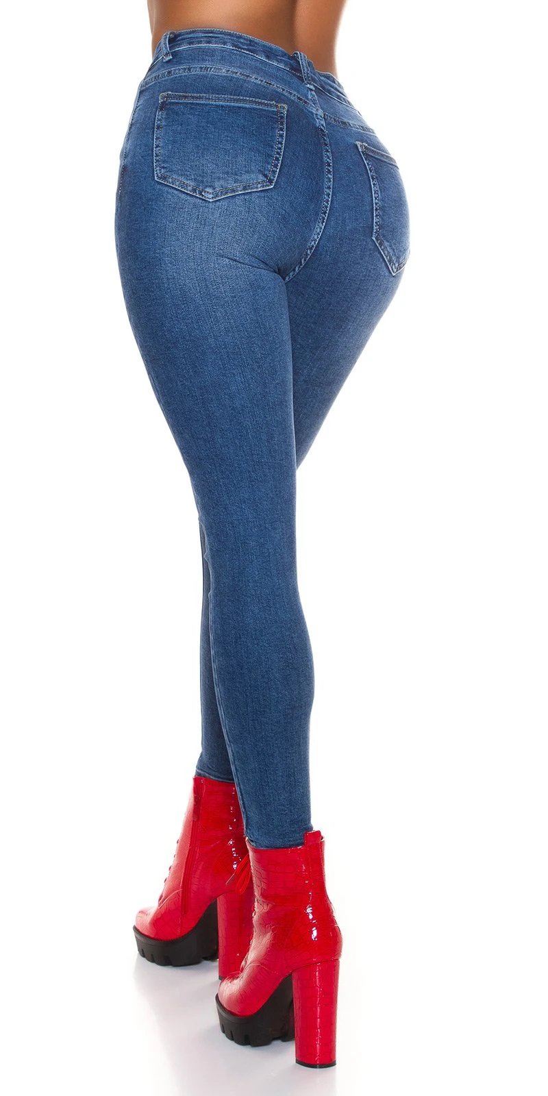 Basic High Waist Skinny Jeans mit Destryoed-Akzente Basic High Waist Skinny Jeans mit Destryoed-Akzente