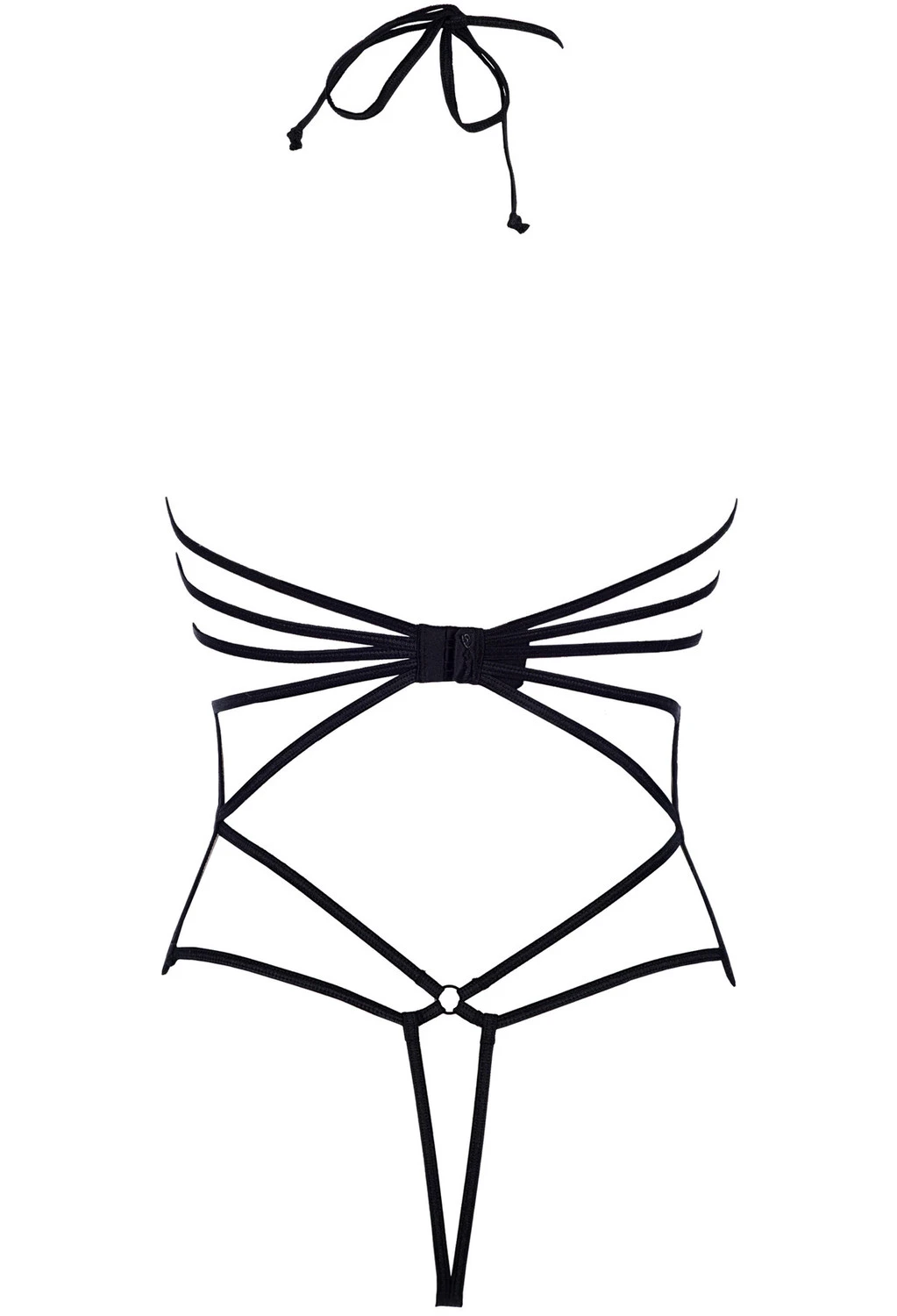 Axami transparenter Neckholder-Body beige/schwarz mit Blumenspitze