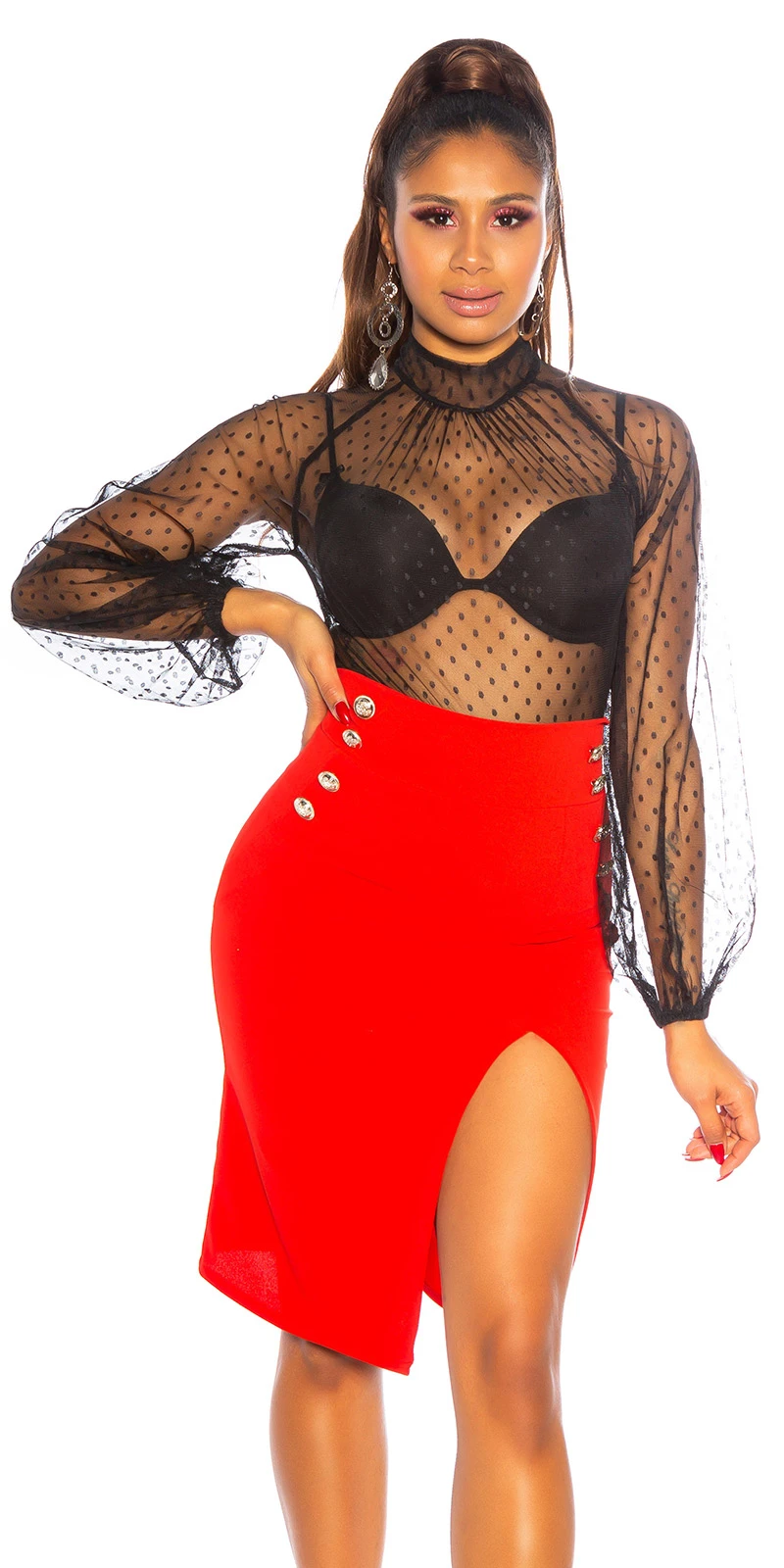 Midi High Waist Business Damen Pencil Rock mit Knöpfe und Beinschlitz Knielang Midi High Waist Business Damen Pencil Rock mit Knöpfe und Beinschlitz Knielang