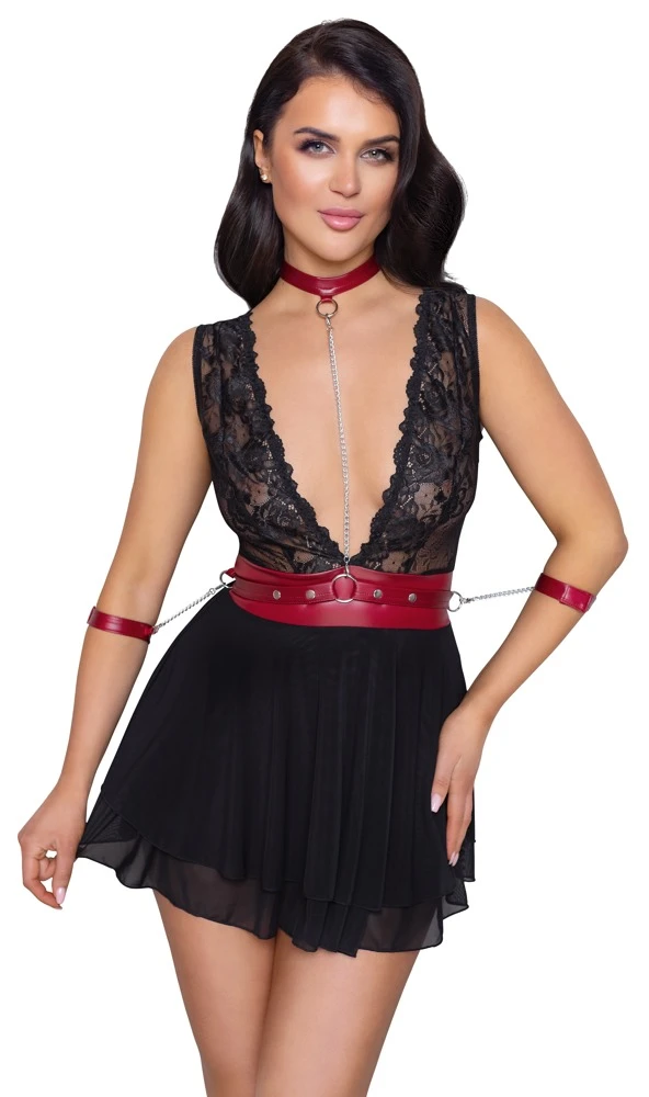 Cottelli Verführerisches Babydoll-Set: Sinnliche Spitze, Mattlook-Akzente und verstellbare Extras Cottelli Verführerisches Babydoll-Set: Sinnliche Spitze, Mattlook-Akzente und verstellbare Extras