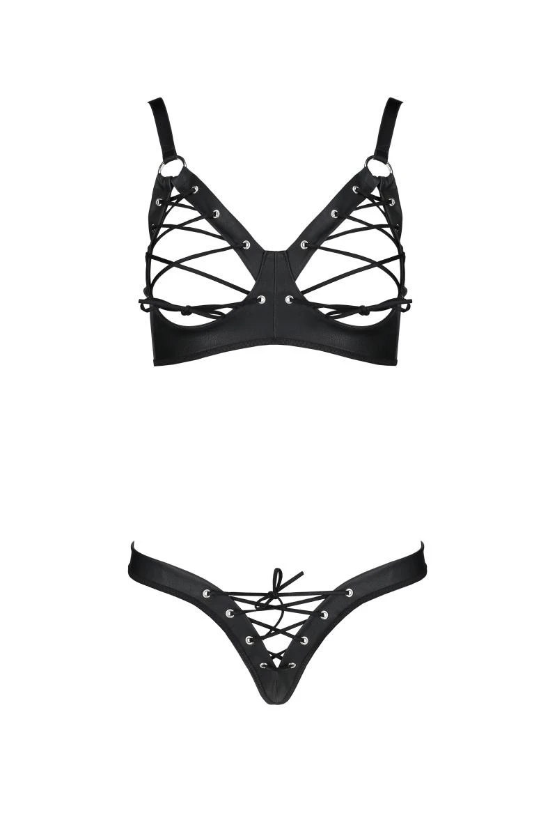 Kunstleder Dessous Set mit Schnürung ouvert von Passion