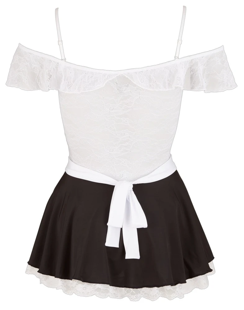 Cottelli Elegantes Spitzenoberteil mit tailliertem Schnitt und schmeichelndem Rock Inklusive Schürze