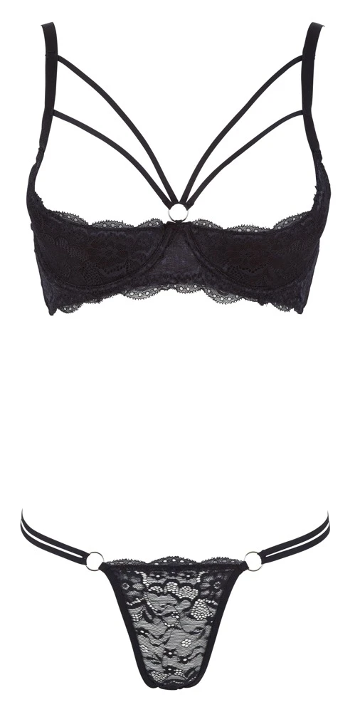 Cottelli LINGERIE Hebe BH und String dekorativen Riemendetails im Dekolleté mit feiner Spitze Cottelli LINGERIE Hebe BH und String dekorativen Riemendetails im Dekolleté mit feiner Spitze