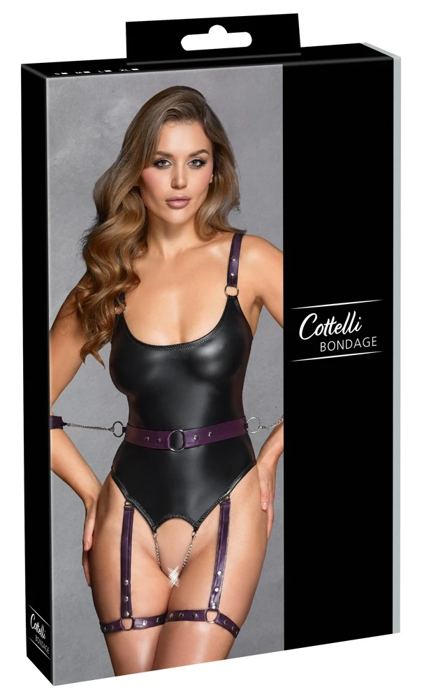 Sinnliche Kontrolle trifft auf weichen Mattlook - dieser Bondage-Body mit Ketten, Fesseln und abnehmbarem Harness reizt jede Grenze aus von Cottelli BONDAGE