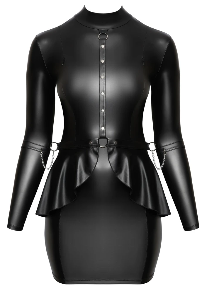 Fesselndes Langarm-Minikleid von Cottelli BONDAGE: Luxuriöser Mattlook, verstellbare Fesseln und elegantes Design!