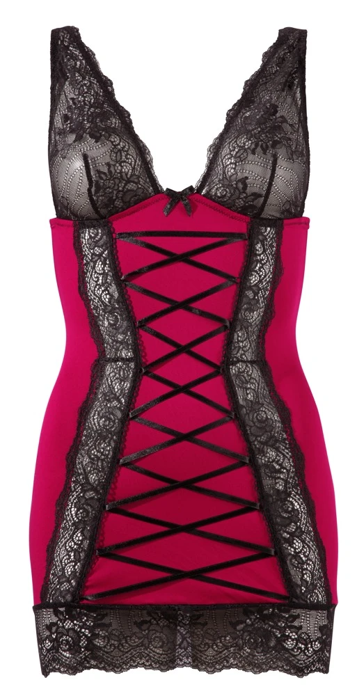 Cottelli LINGERIE Kleid Dessouskleid mit raffiniert Zierschrüng und Spitzeneinsätzen