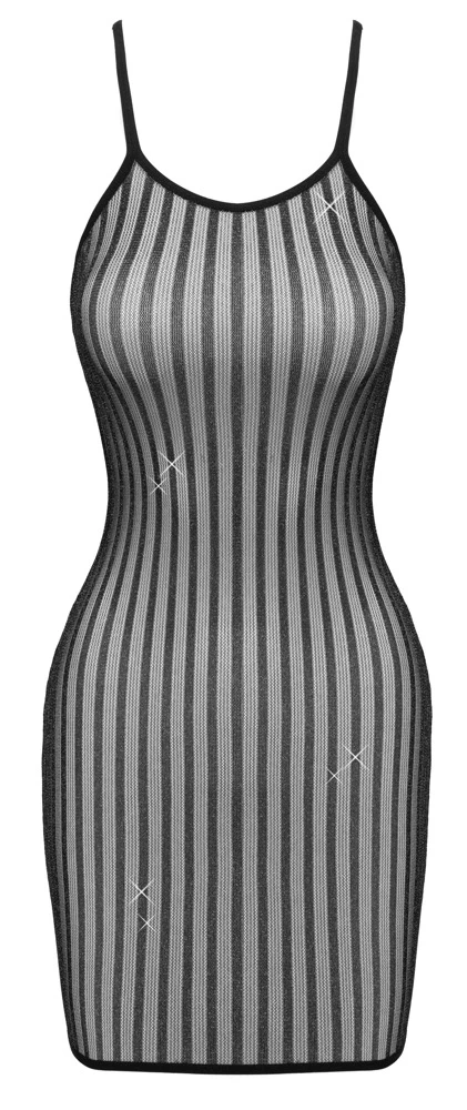 Träger-Minikleid transparent mit Silver-Glitzer im Streifen-Look rückenfrei figurbetont sexy Reizwäsche Fantasy by Cottelli