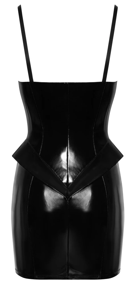 Lack Kleid Volant, Figurbetontes Kinky Lack-Minikleid mit verstellbaren Trägern und Metall-Reißverschluss. Dein Highlight in Schwarz! Lack Kleid Volant, Figurbetontes Kinky Lack-Minikleid mit verstellbaren Trägern und Metall-Reißverschluss. Dein Highlight in Schwarz!